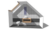 prostorový model návrhu koupelny v podkroví